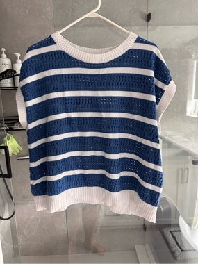 torrid Blue and White Striped Knit Top